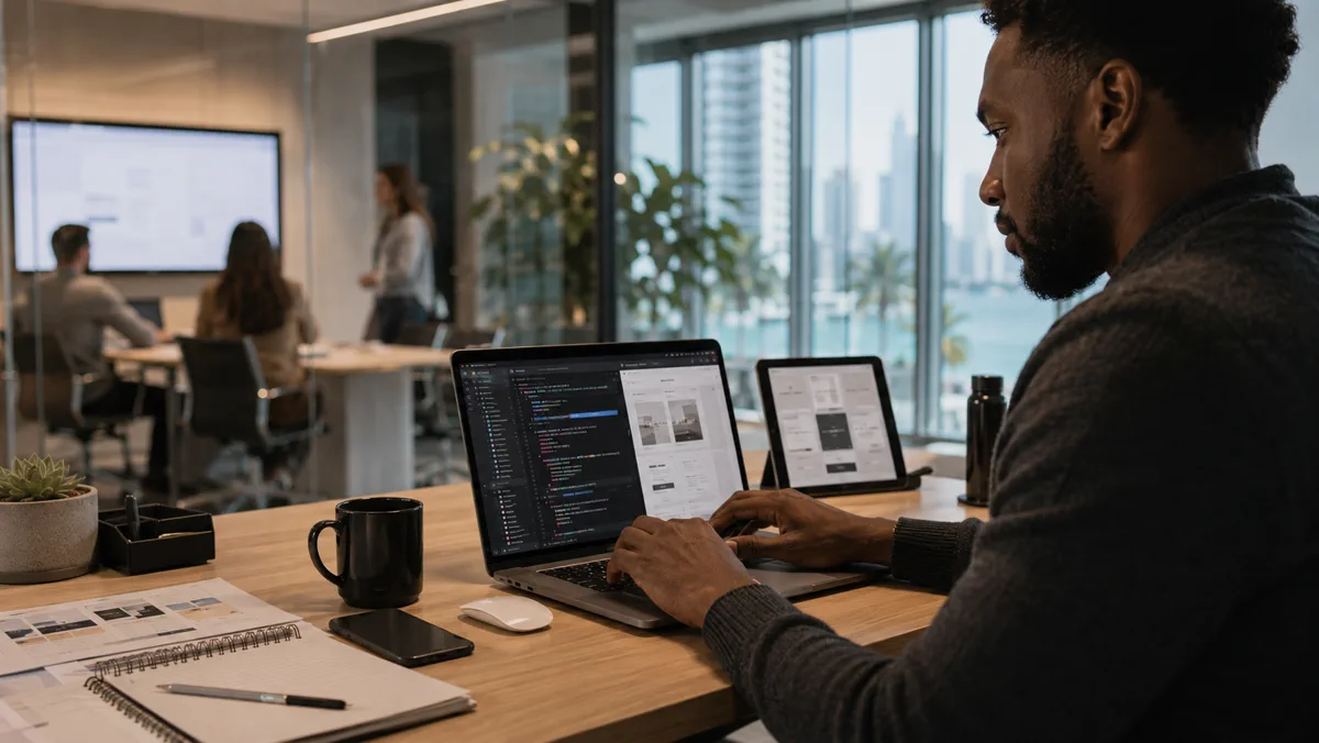 Web developer building and optimizing a business website